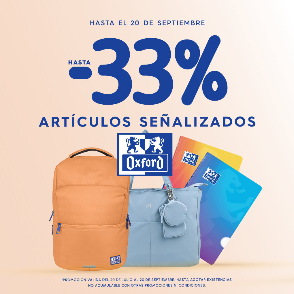 hasta 33% en artículos señalizados en Oxford